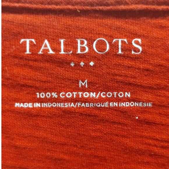 Talbots Women's Size Medium Red Slub Cotton Keyhole Sleeves Tee T-Shirt - Picture 5 of 5